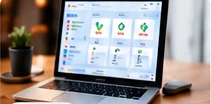 Espace de travail professionnel avec écran et carnet