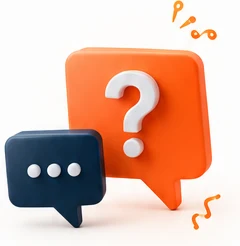 Deux bulles de conversation illustrées, dont une avec un point d’interrogation